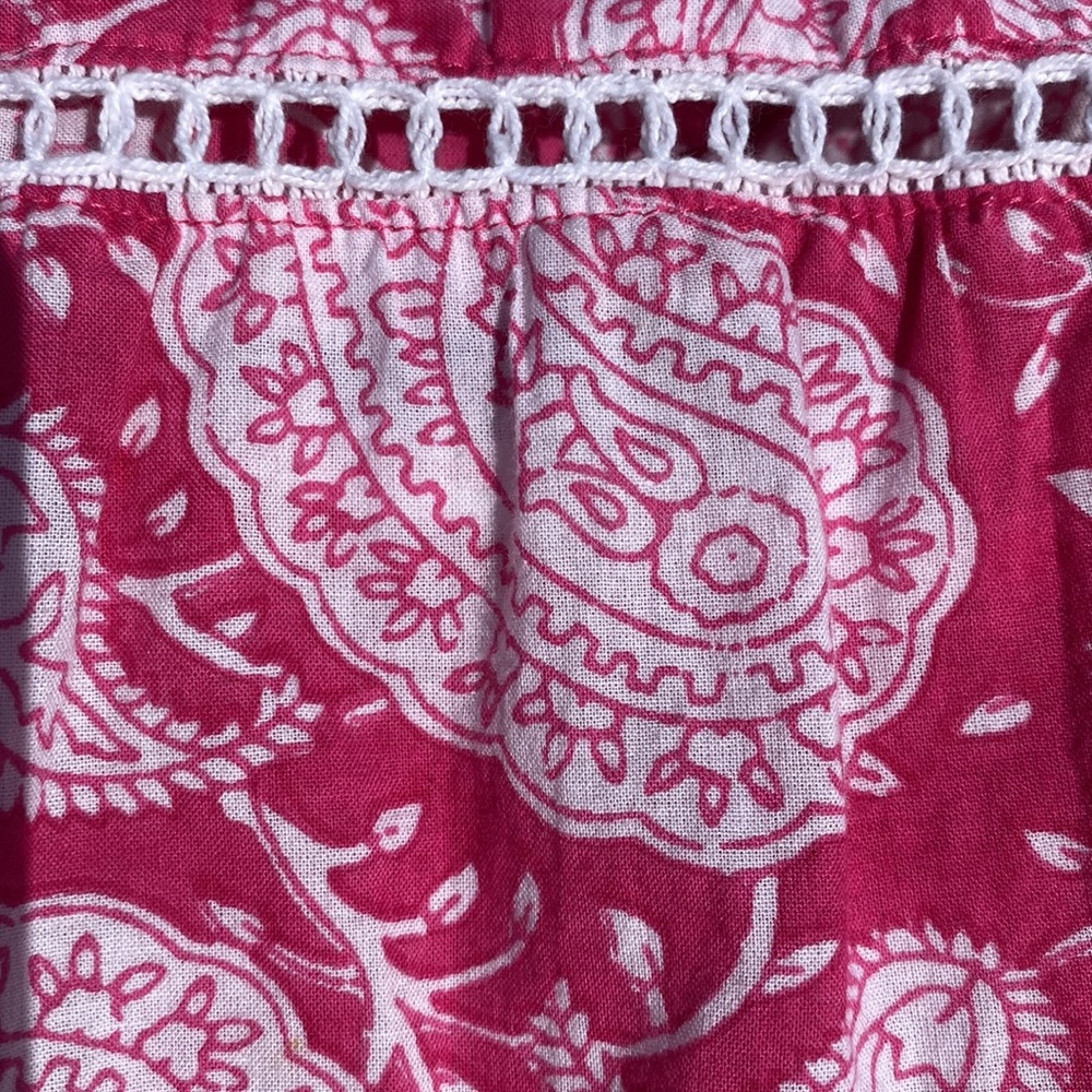 La Plage pink white paisley tiered boho chic bohemian peasant skirt M - Picture 5 of 6